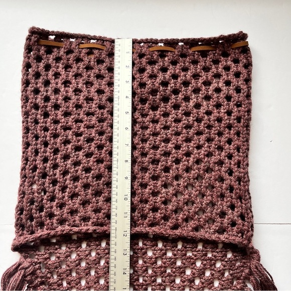 Boho Crochet Festival High Low Skirt Loose Knit Beach Swim  Cover Up Fringe Sz S - Picture 7 of 14